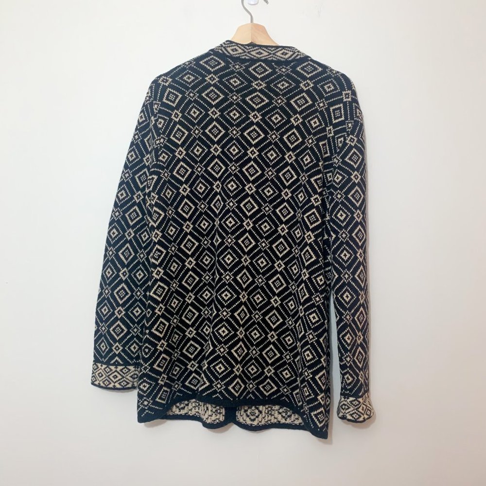 Nomadic Traders Diamond Geometric Button Fair Isle Cardigan, Size Large - Picture 2 of 4